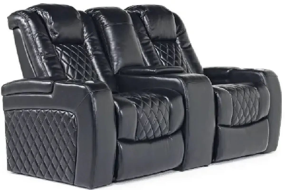 Runner 2 Power Console Loveseat in Black