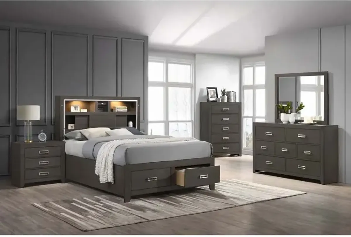 Sasha Platform Bed in Gray, Queen