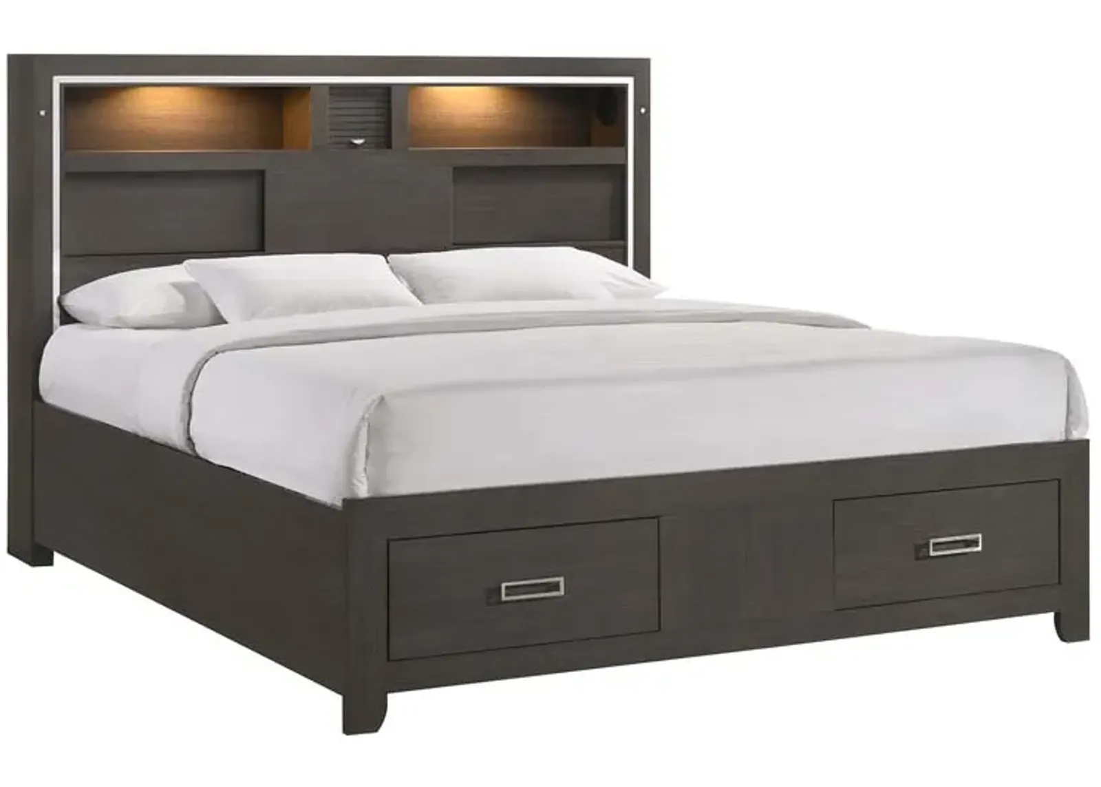 Sasha Platform Bed in Gray, Queen