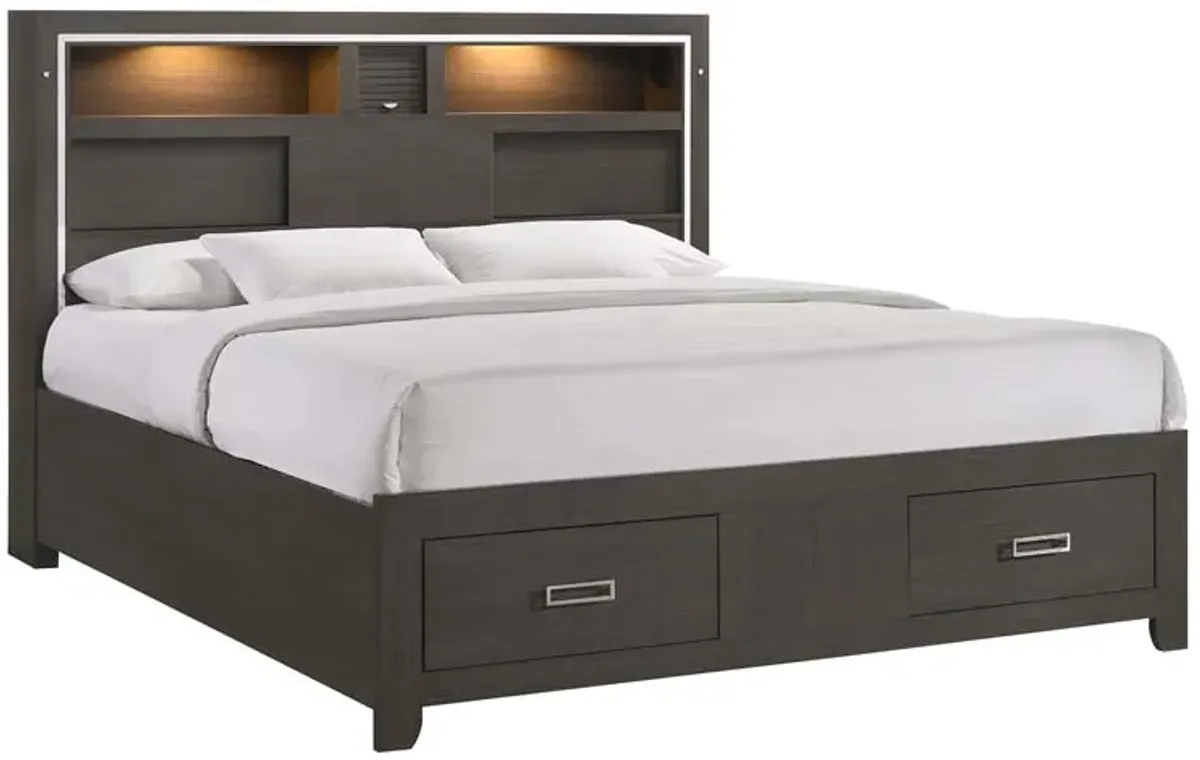 Sasha Platform Bed in Gray, Queen