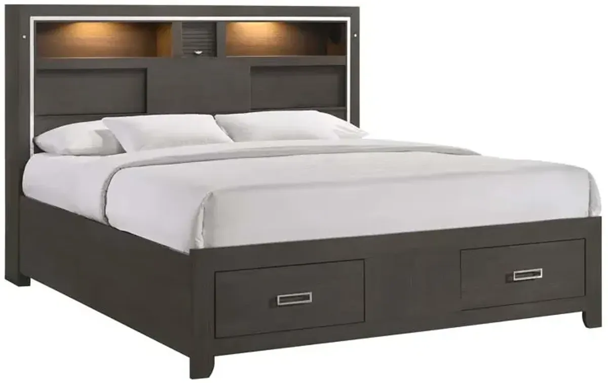 Sasha Platform Bed, Dresser & Nightstand in Gray, Queen