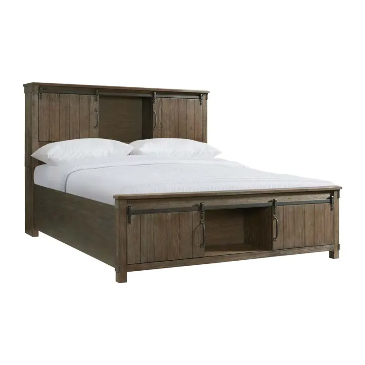 Scott Storage Bed, Dresser, Mirror & Nightstand in Walnut, Queen