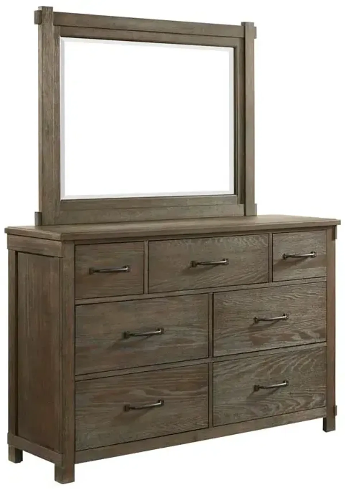 Scott Storage Bed, Dresser, Mirror & Nightstand in Walnut, Queen