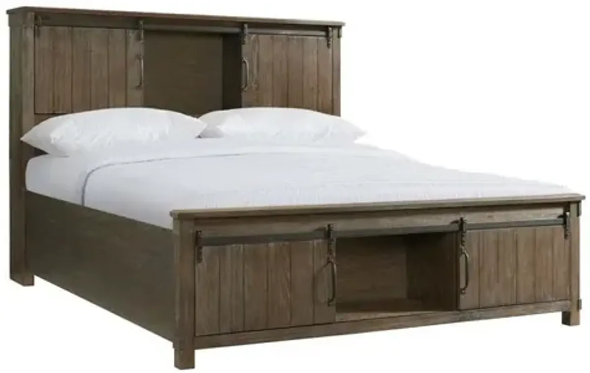 Scott Storage Bed, Dresser & Mirror in Walnut, Eastern King