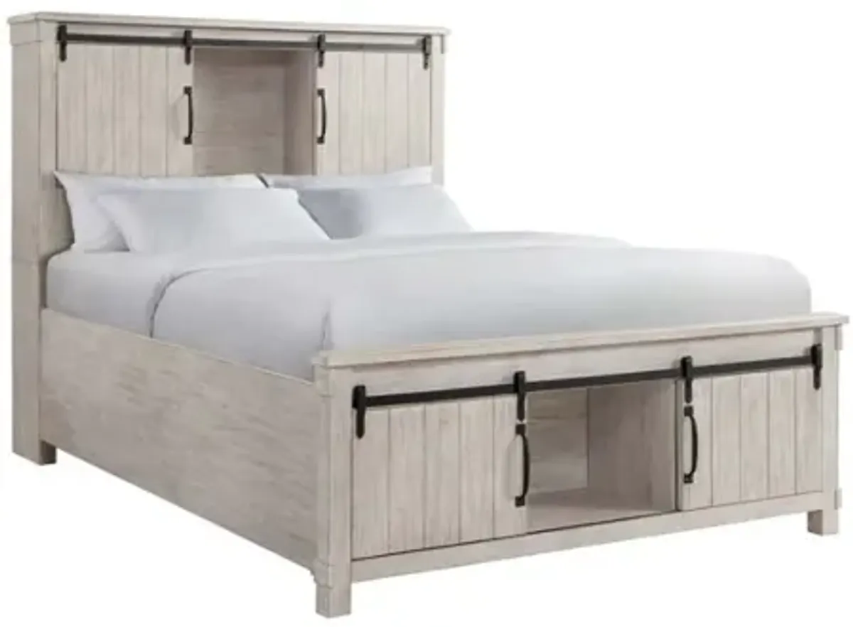 Scott Storage Bed, Dresser, Mirror & Nightstand in White, Queen