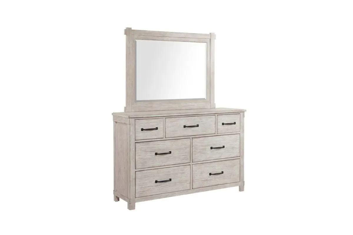 Scott Storage Bed, Dresser, Mirror & Nightstand in White, Queen