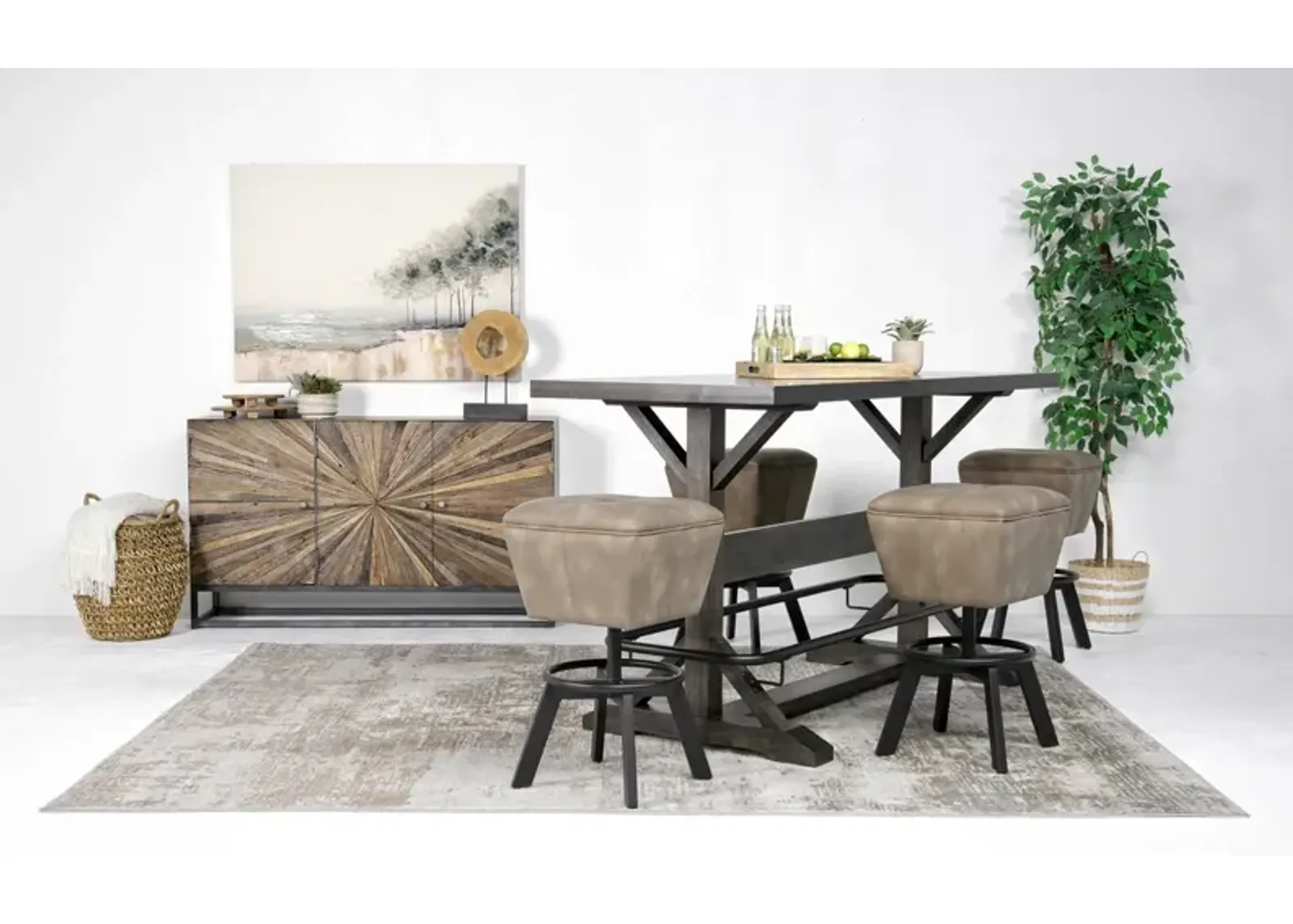 Sequoia Bar Height Dining Table & 4 Stools in Espresso