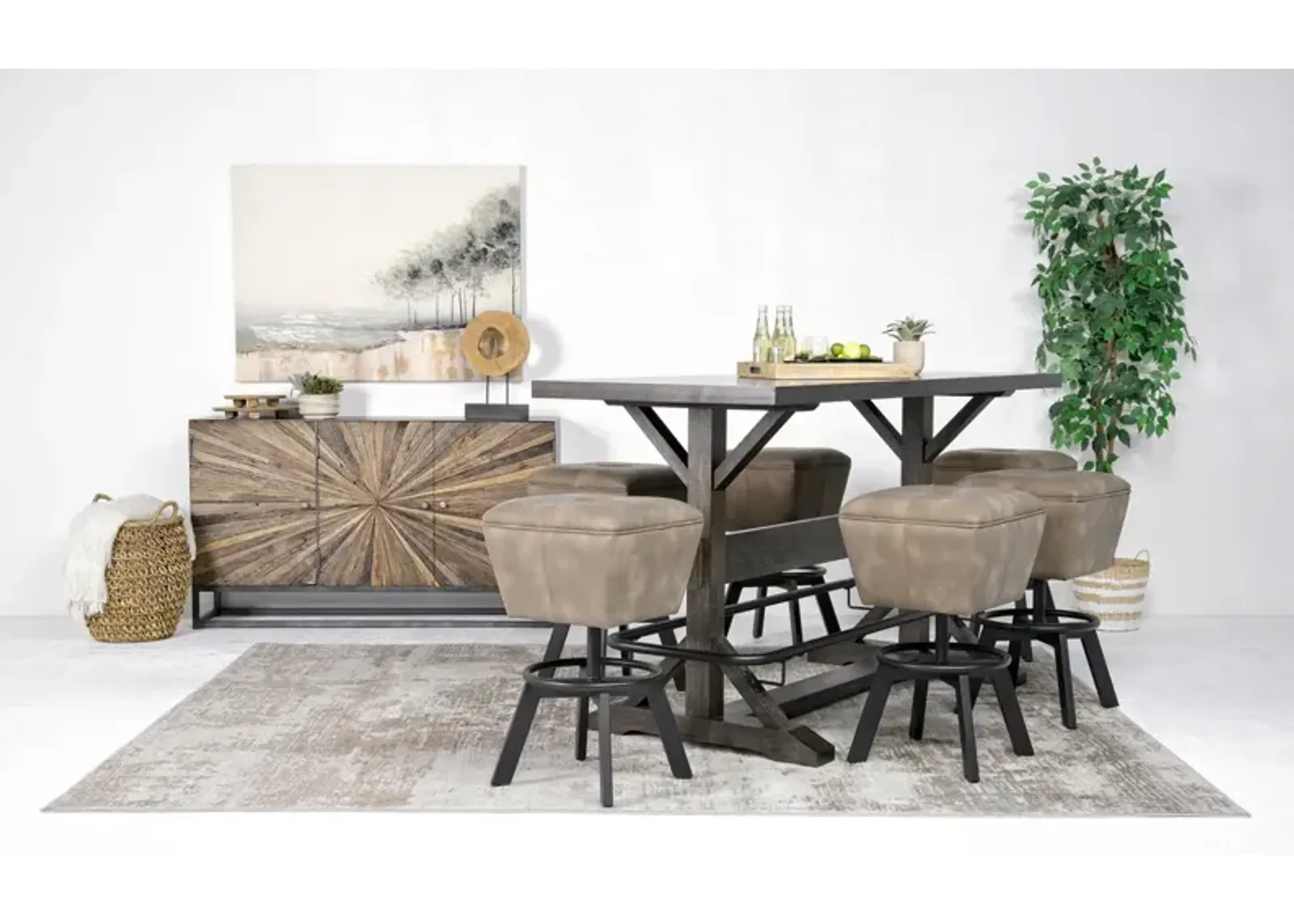 Sequoia Bar Height Dining Table & 6 Stools in Espresso