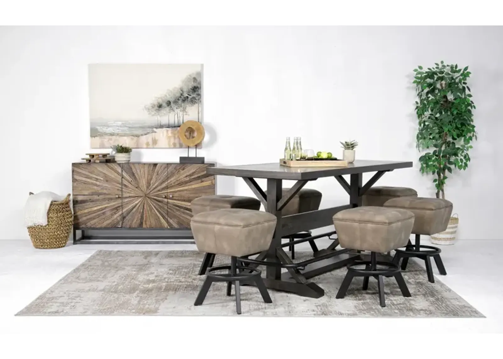 Sequoia Counter Height Dining Table & 6 Stools in Espresso