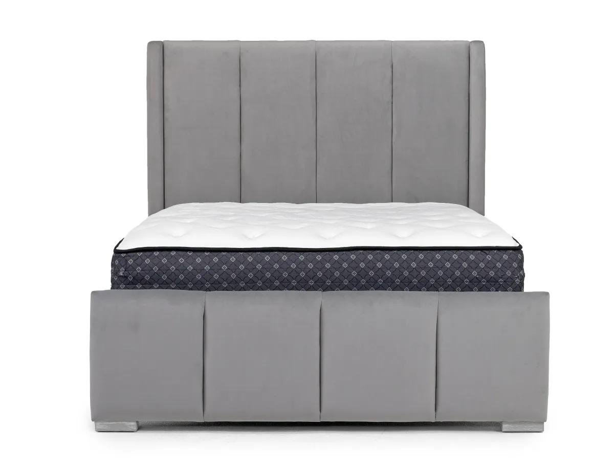 Sergio Upholstered Panel Bed in Gray, Queen