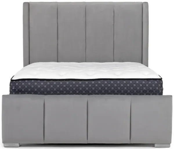 Sergio Upholstered Panel Bed in Gray, Queen