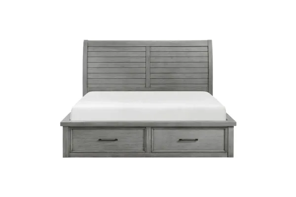 Sonora Sleigh Bed w/ Storage, Dresser & Mirror in Antique Gray, Queen