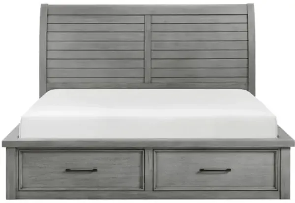 Sonora Sleigh Bed w/ Storage in Antique Gray, Eastern King