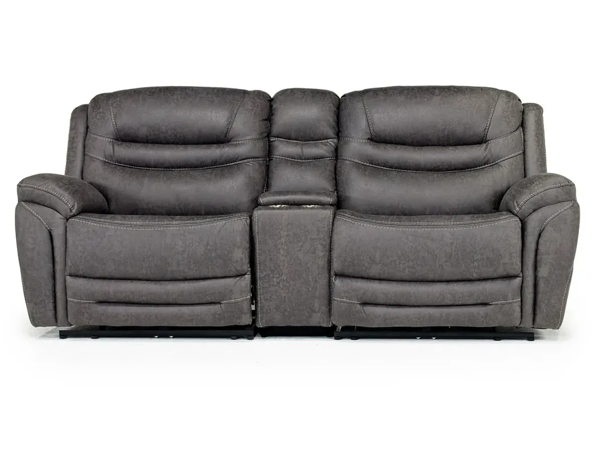 Splash 2 Power Console Loveseat in Gray