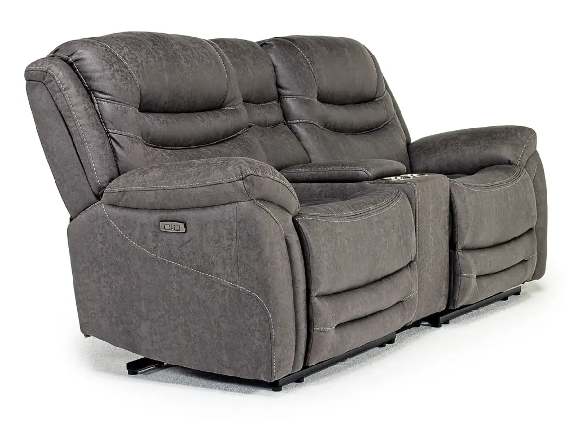 Splash 2 Power Console Loveseat in Gray