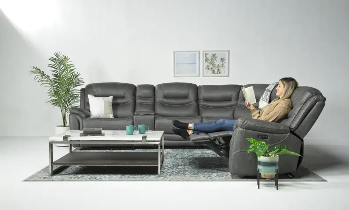 Splash 6 Piece 2 Power Sectional in Gray