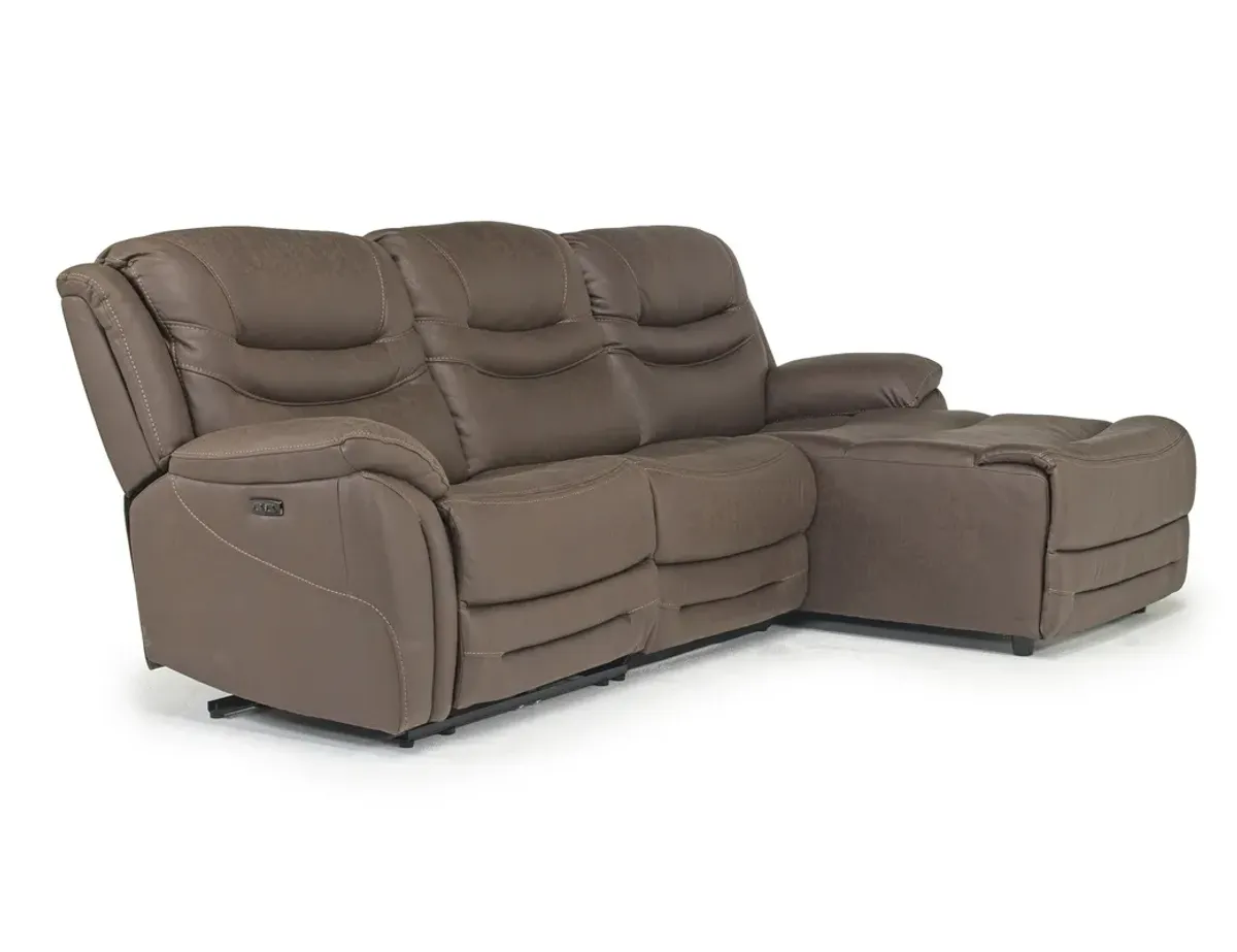 Splash 2 Power Sofa Chaise in Brown, Right Facing