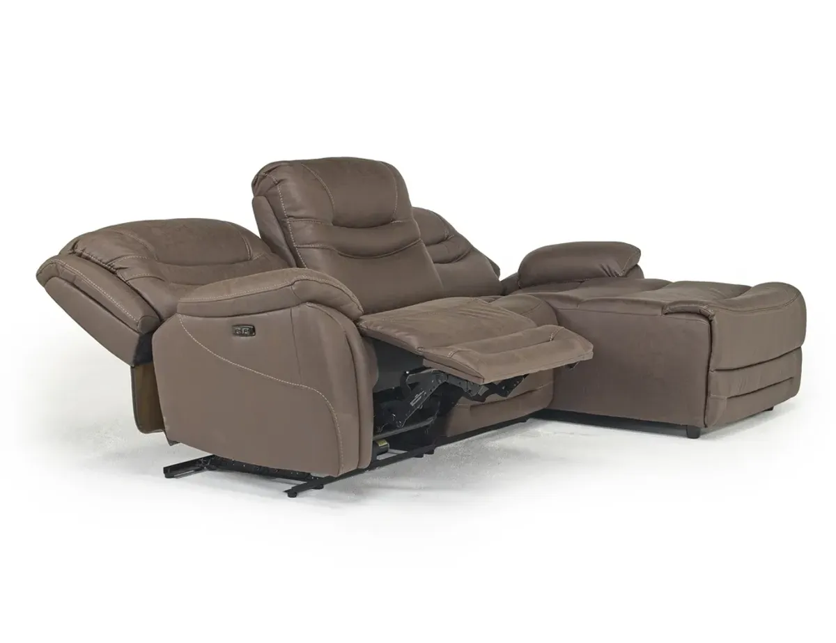 Splash 2 Power Sofa Chaise in Brown, Right Facing