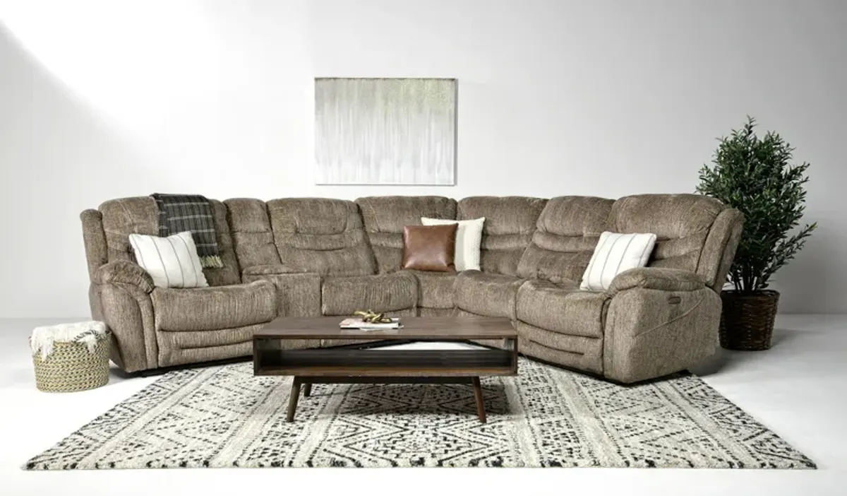 Cavala 6 Piece 2 Power Sectional in Taupe