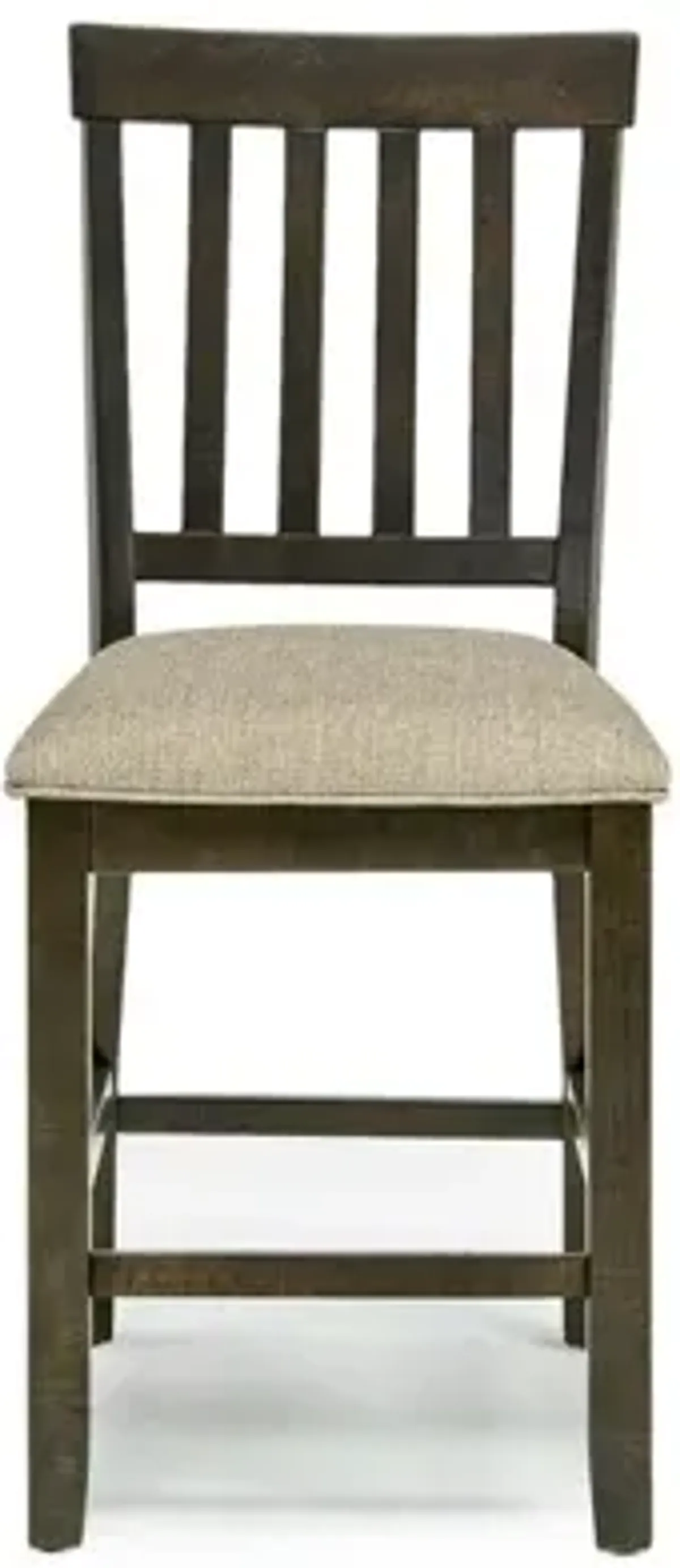 Stone Round Dining Table & 4 Chairs in Charcoal, Upholstered Slat