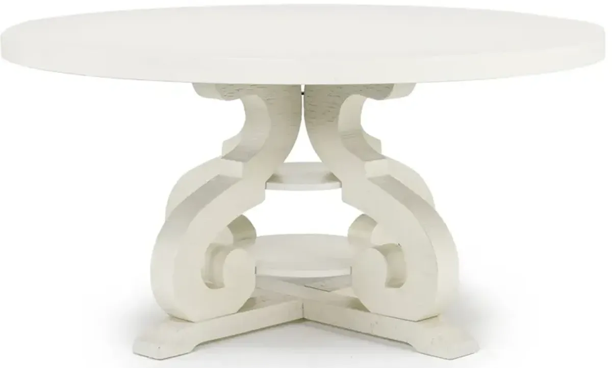 Stone Round Dining Table & 4 Chairs in White, Upholstered Slat