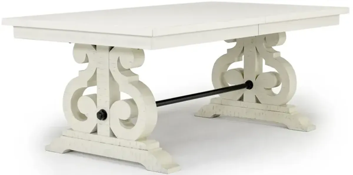 Stone Extendable Dining Table, 4 Side Chairs & Bench w/ Storage in White, Upholstered Harp