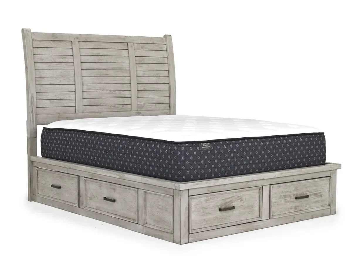 Sullivan Panel Bed w/ Storage, Dresser & Mirror in Drift Gray, Queen