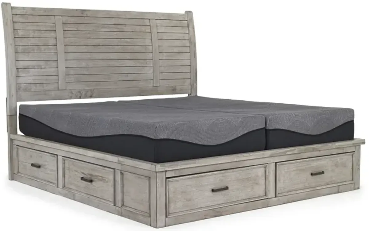 Sullivan Panel Bed w/ Storage, Dresser & Mirror in Drift Gray, Eastern King