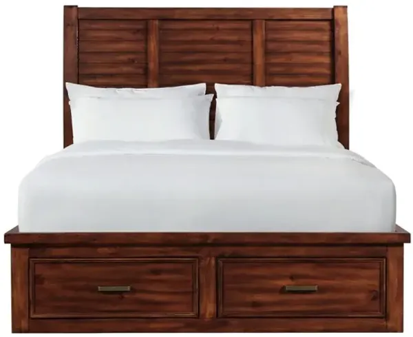 Sullivan Panel Bed w/ Storage in Rich Cherry, Queen