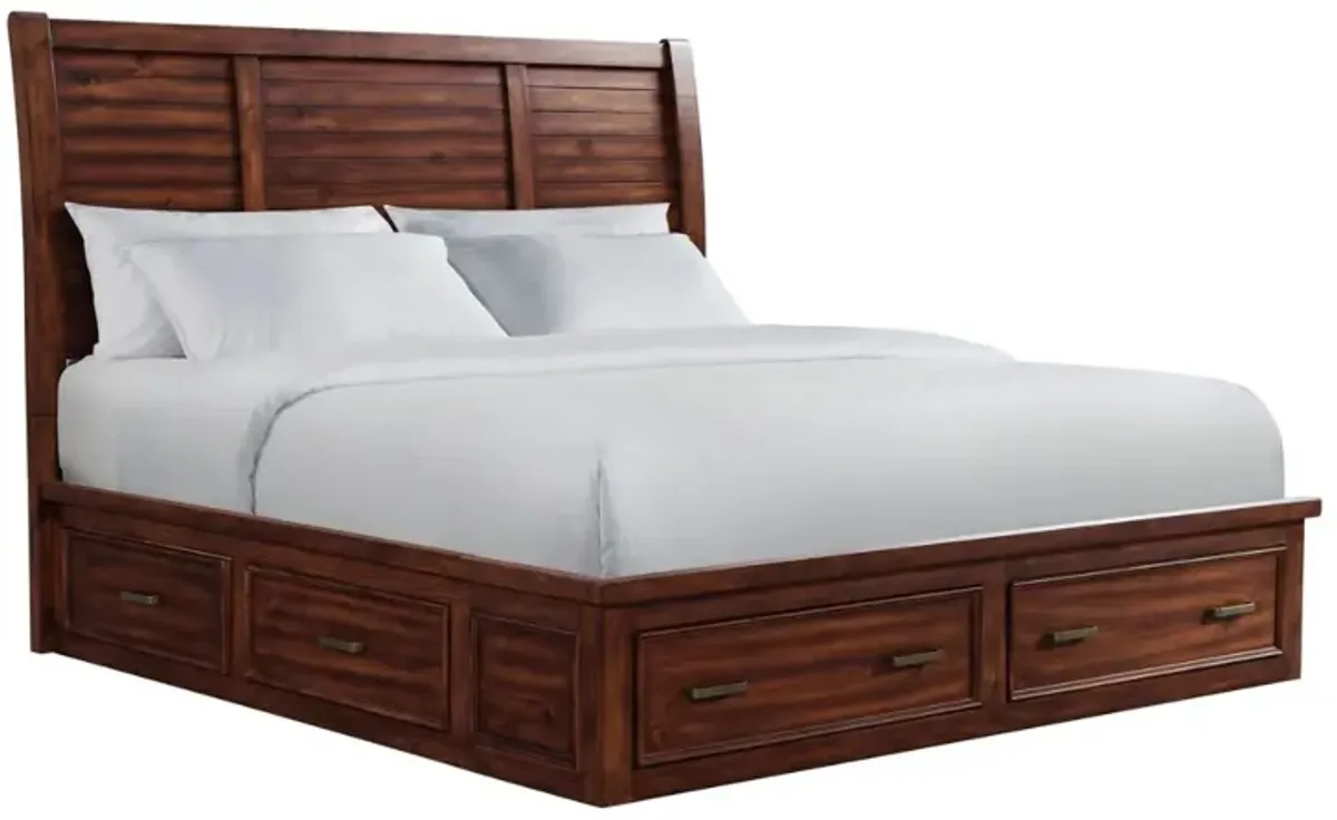 Sullivan Panel Bed w/ Storage in Rich Cherry, Eastern King