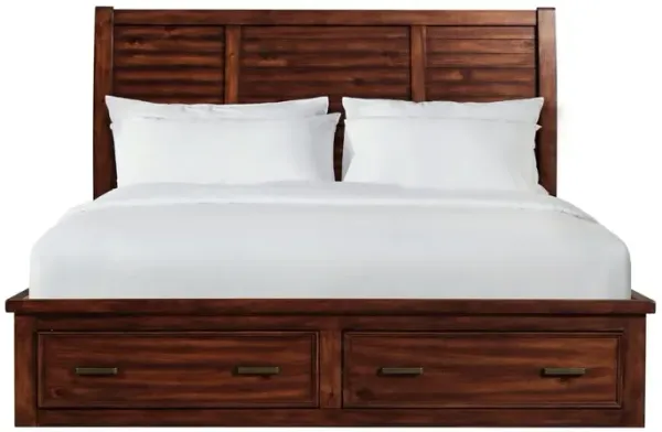 Sullivan Panel Bed w/ Storage in Rich Cherry, Eastern King