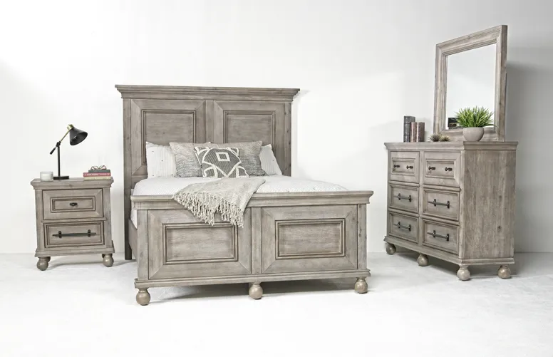 Summer House Panel Bed, Dresser, Mirror & Nightstand in Fieldstone, Queen