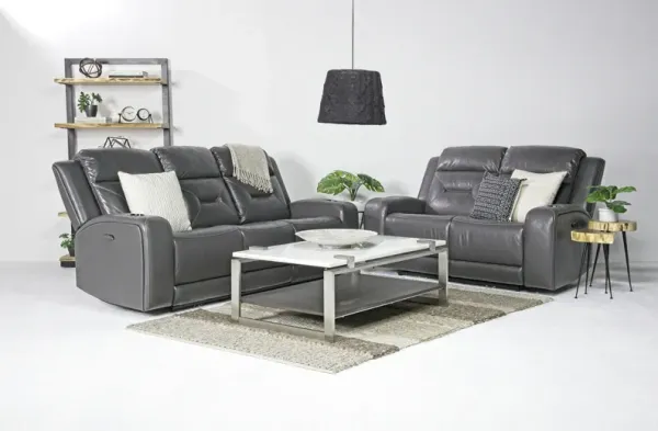 Tahoe 2 Power Sofa & Loveseat in Charcoal