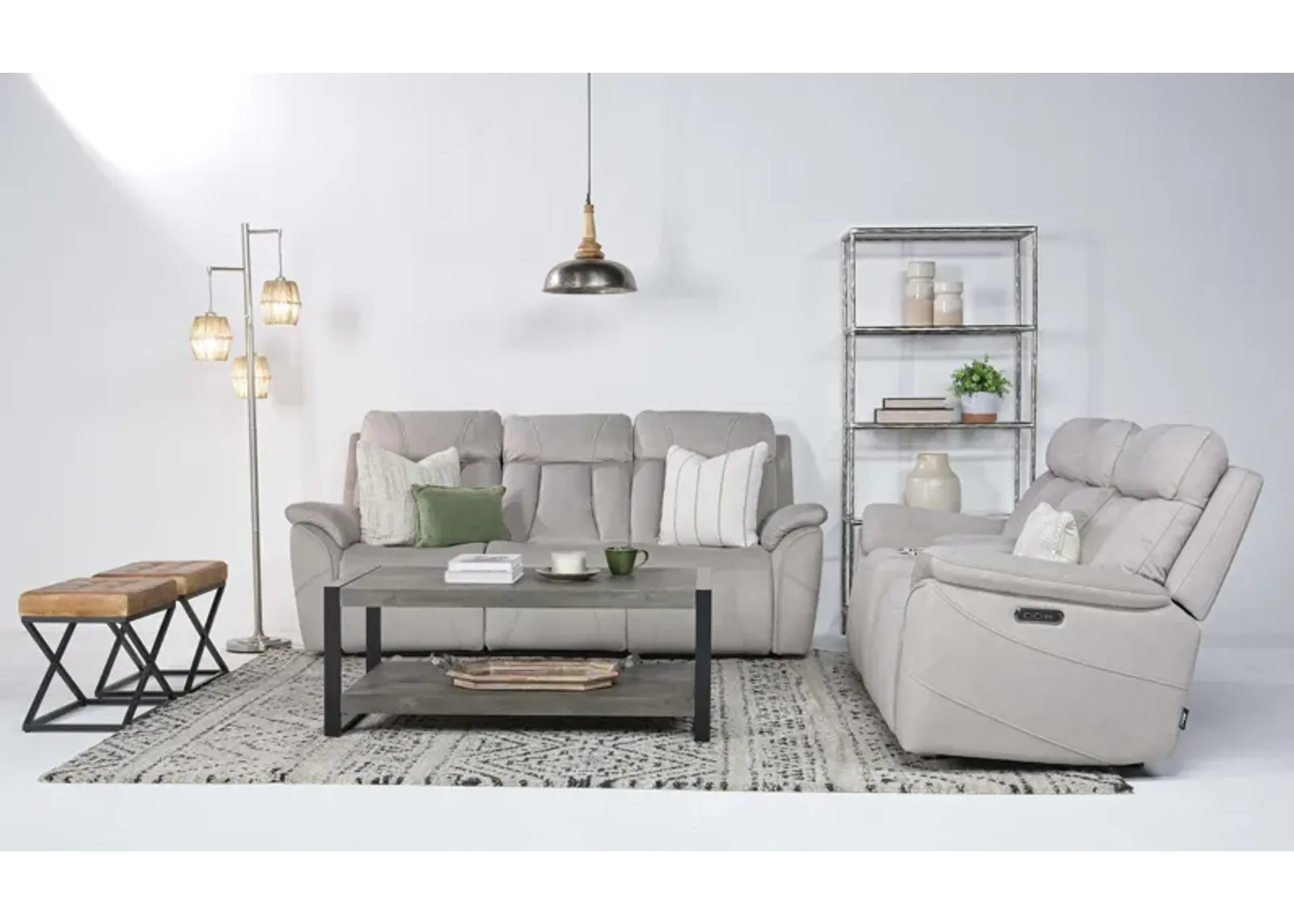 Tate 2 Power Sofa & Gliding Console Loveseat in Dove