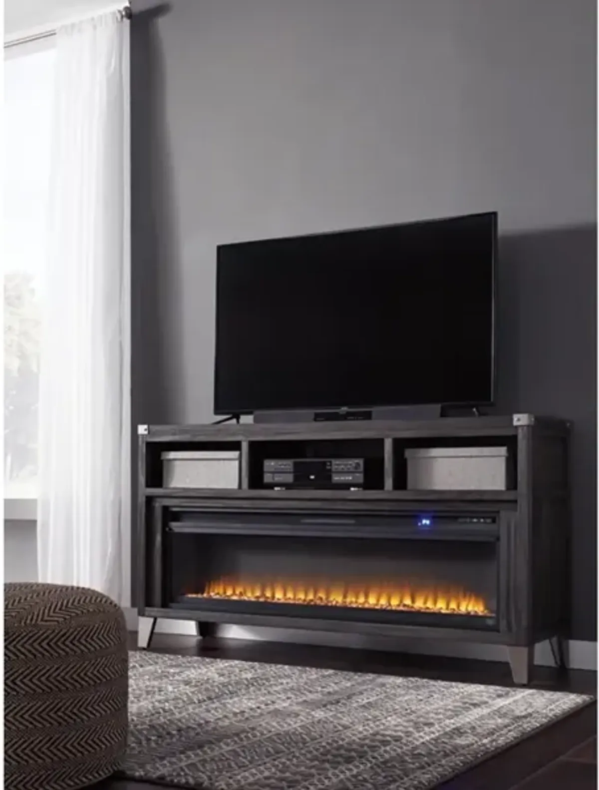 Todoe Fireplace Console w/ insert in Gray