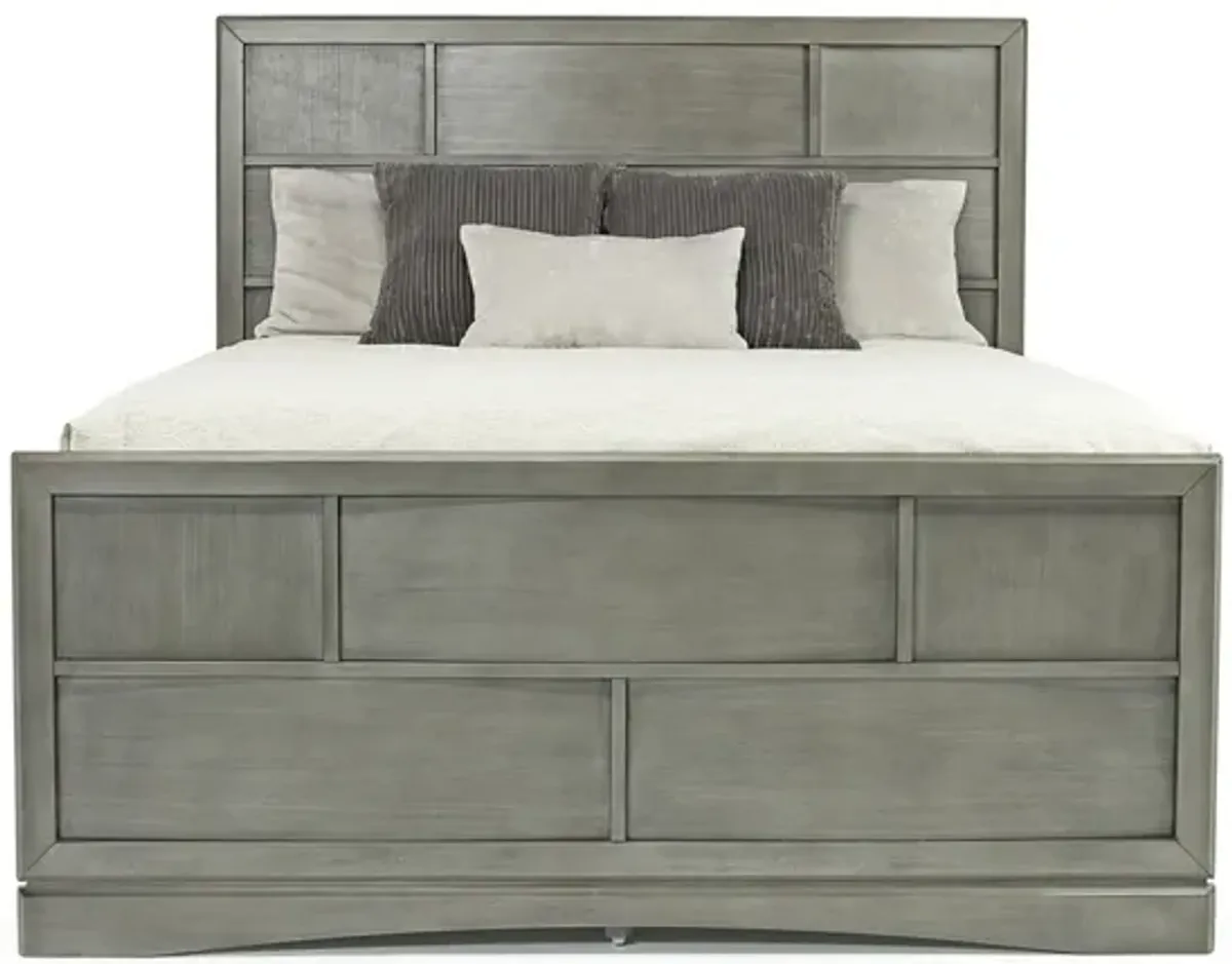 Ontario Panel Bed w/ Storage in Gray, Eastern King