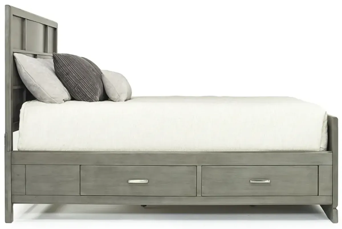 Ontario Panel Bed w/ Storage in Gray, Eastern King