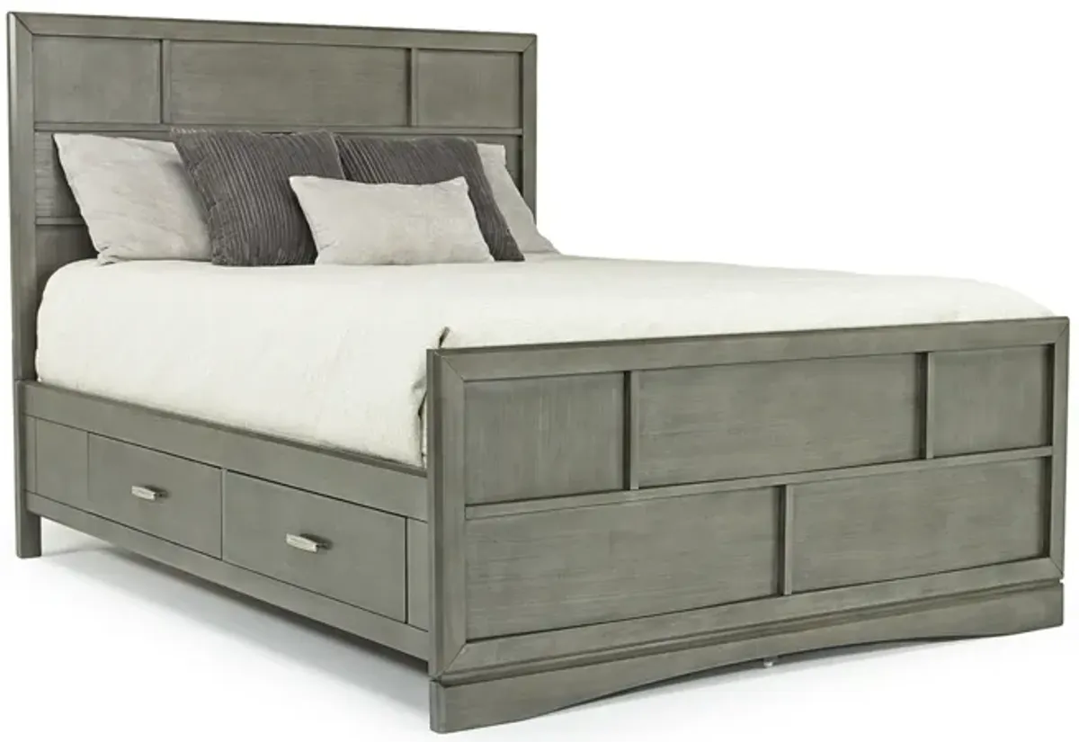 Ontario Panel Bed w/ Storage in Gray, Eastern King