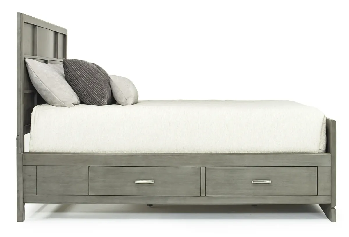 Ontario Panel Bed w/ Storage in Gray, Queen