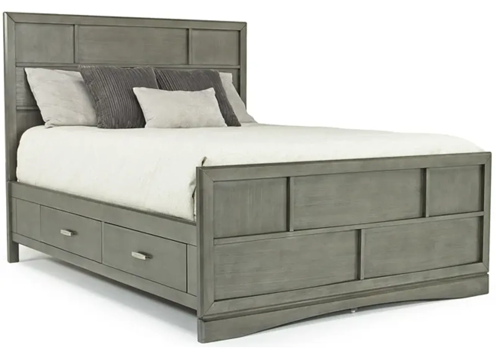 Ontario Panel Bed w/ Storage in Gray, Queen