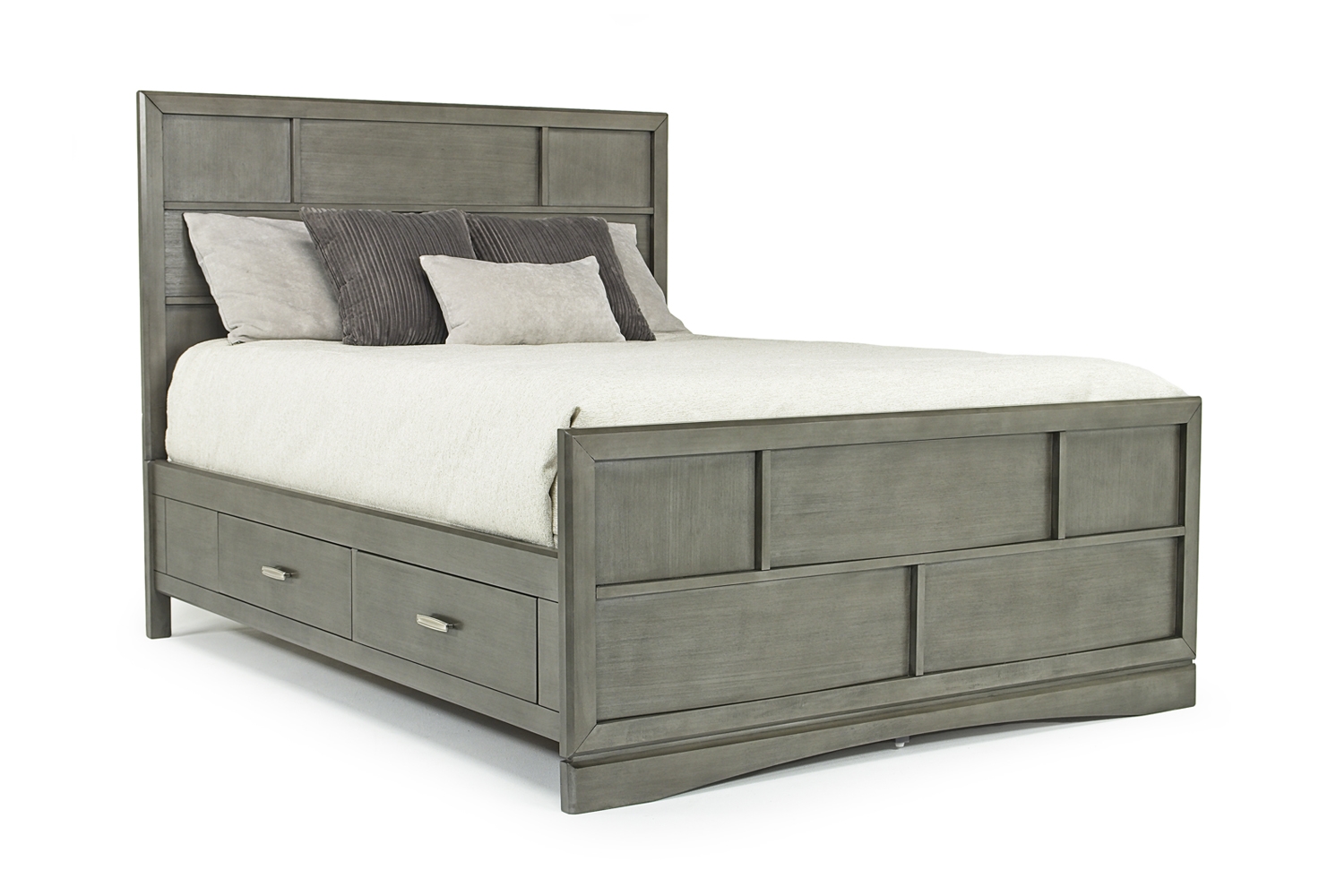 Ontario Panel Bed w/ Storage in Gray, Queen