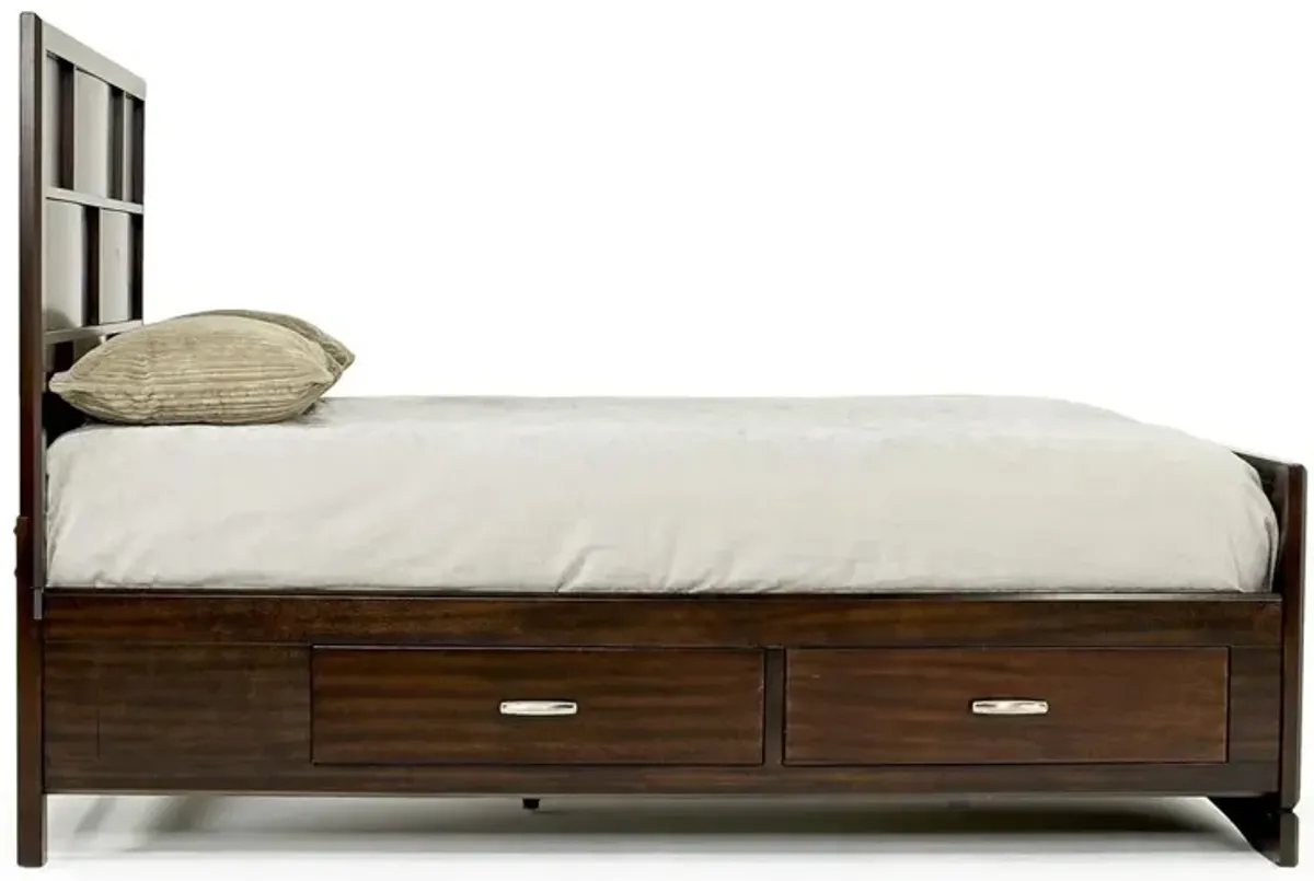 Ontario Panel Bed w/ Storage in Brown, Queen