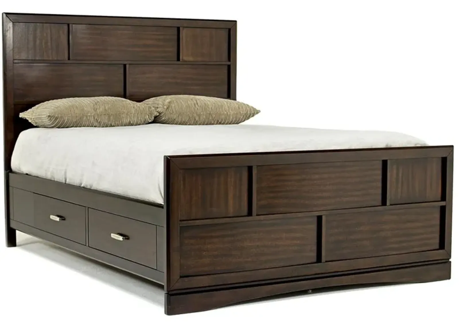 Ontario Panel Bed w/ Storage in Brown, Queen