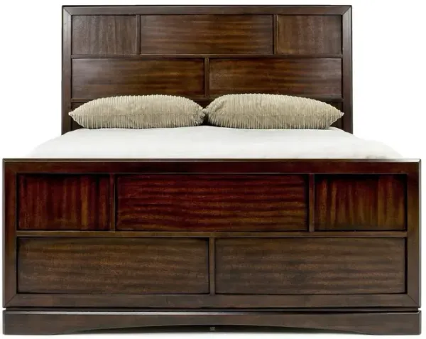 Ontario Panel Bed w/ Storage in Brown, Queen
