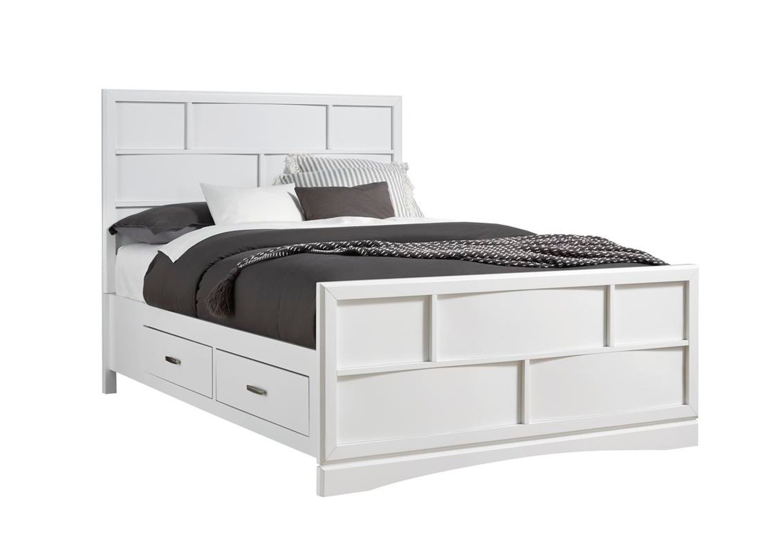 Ontario Panel Bed w/ Storage in White, Eastern King