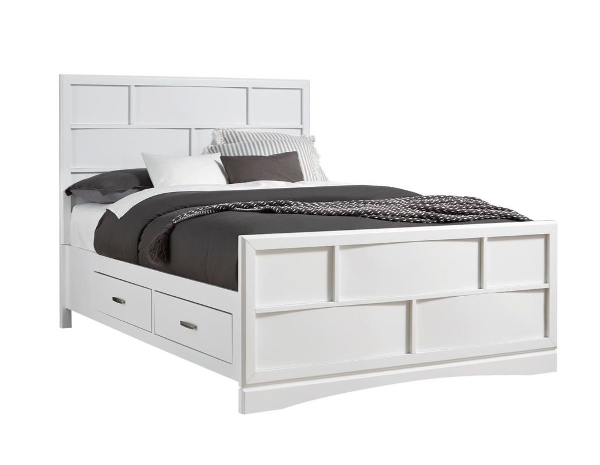 Ontario Panel Bed w/ Storage in White, Eastern King