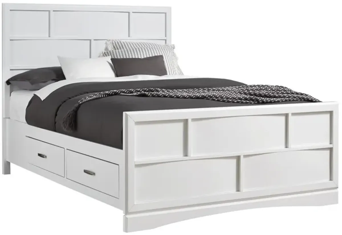 Ontario Panel Bed w/ Storage in White, Queen