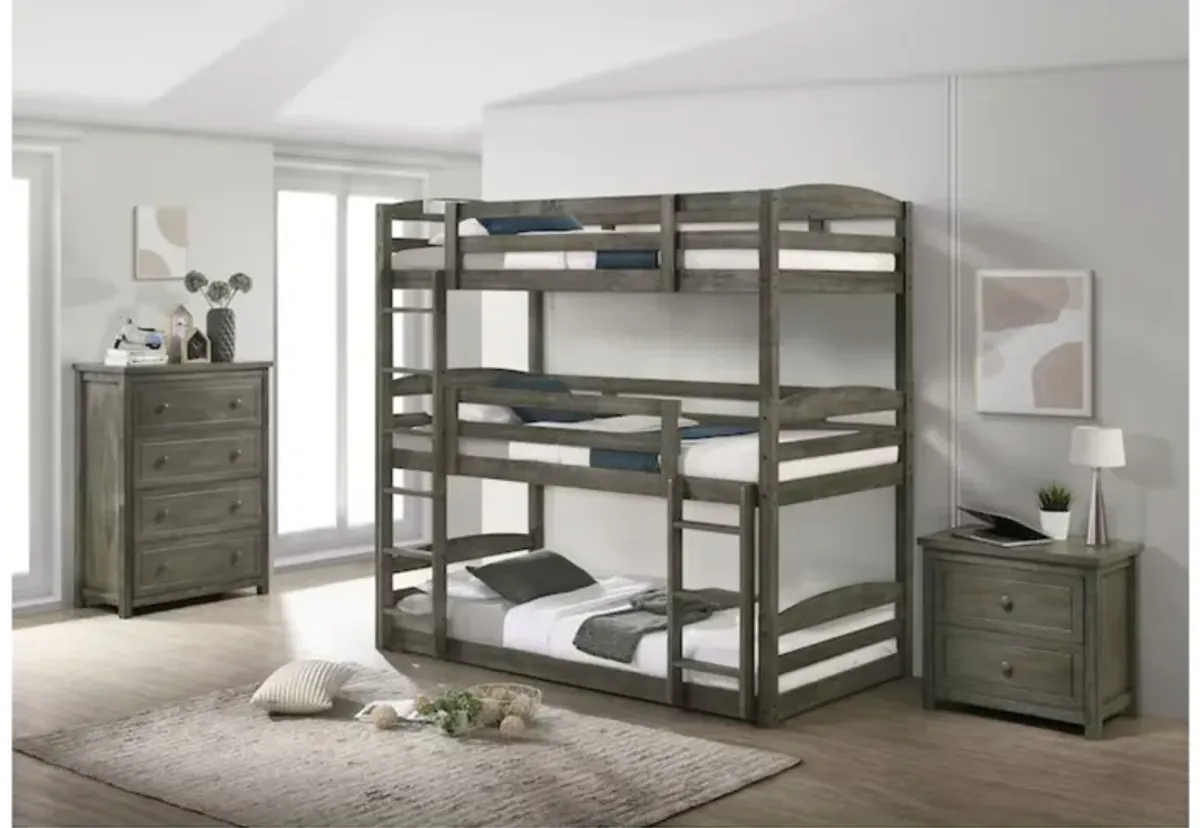 Trey Bunk Bed, Nightstand & Chest in Gray, Twin