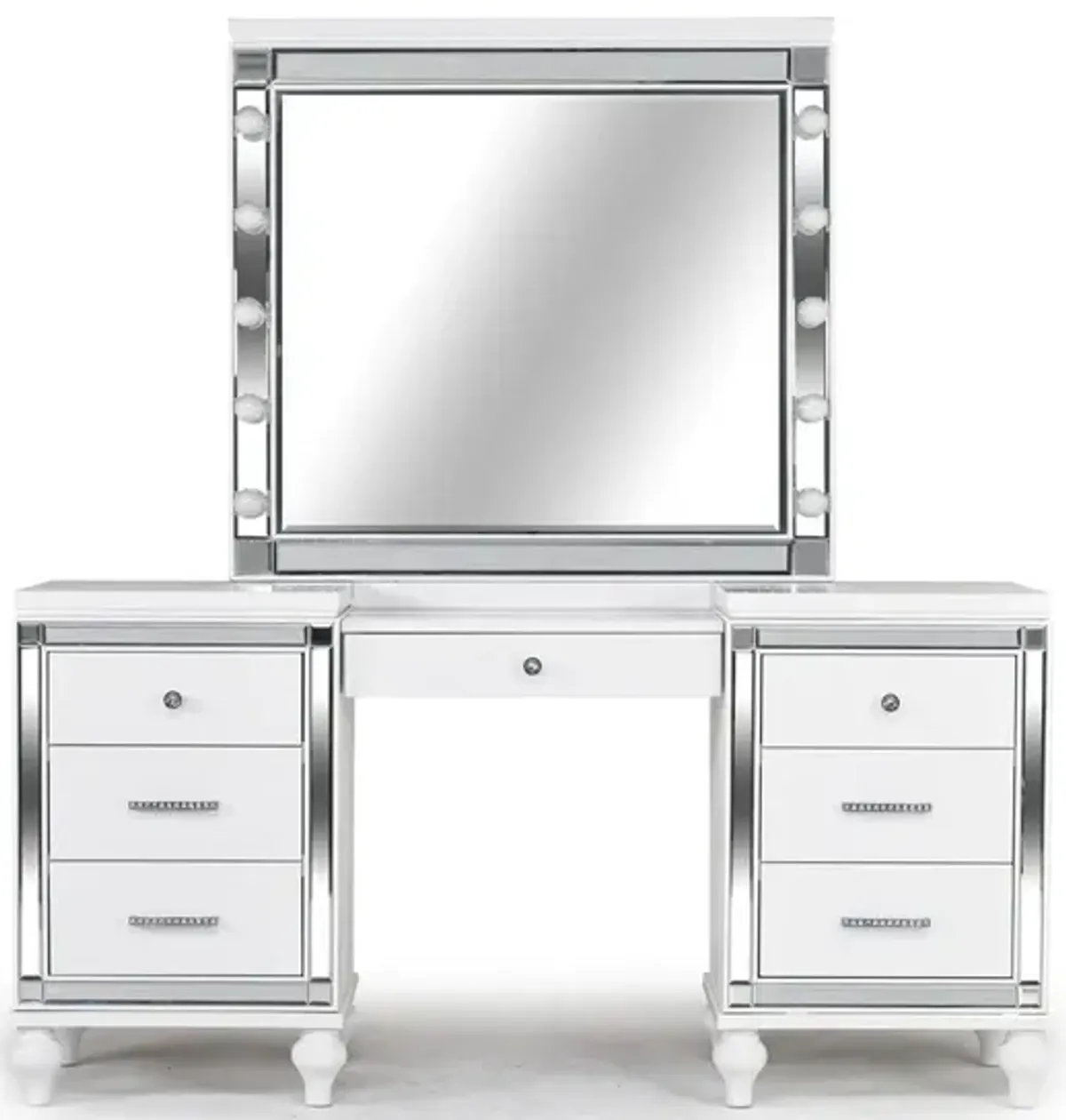 Valentino Vanity Mirror & Stool in White