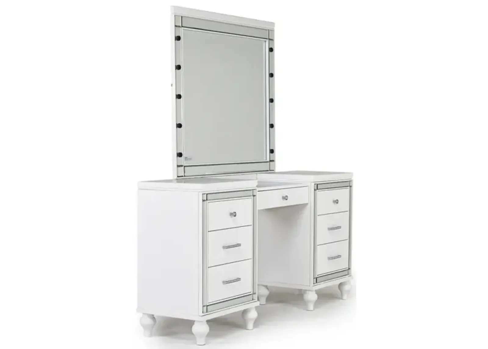 Valentino Vanity Mirror & Stool in White